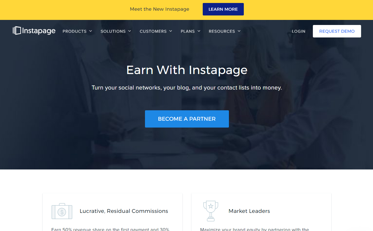 Instapage Affiliate Program Landing Page (Screenshot)