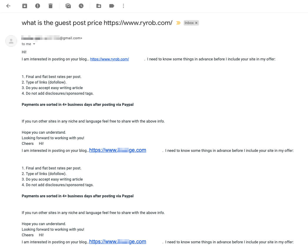Hilariously Awful Example of a Blog Outreach Email Template Fail with Formatting, Typos, Subject Line, No Personalization and Huge Mistakes