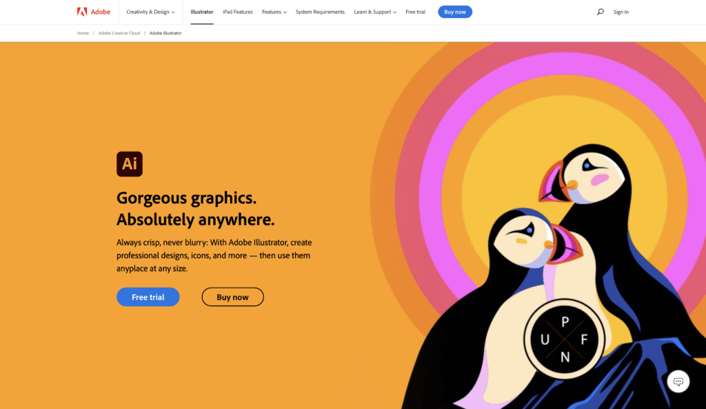 Adobe Illustrator Homepage Screenshot (for Creating Blog Graphics)