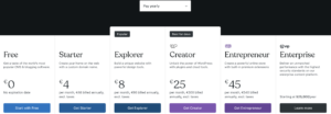 Pricing for WordPress.com's Website Builder