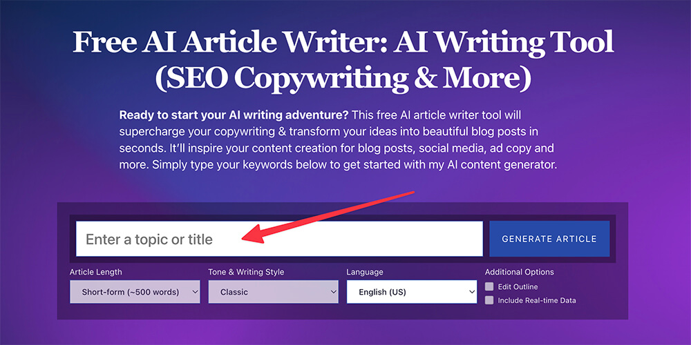 AI Article Writer Tool (Free AI Writing Tool for SEO and Copywriting) by RyRob