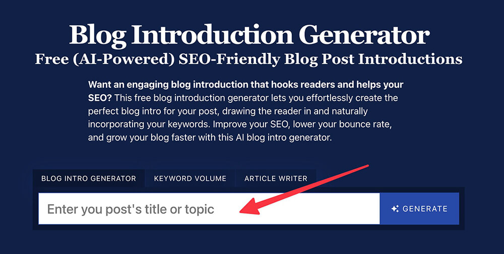 Blog Introduction Generator Free AI SEO Blog Post Introductions