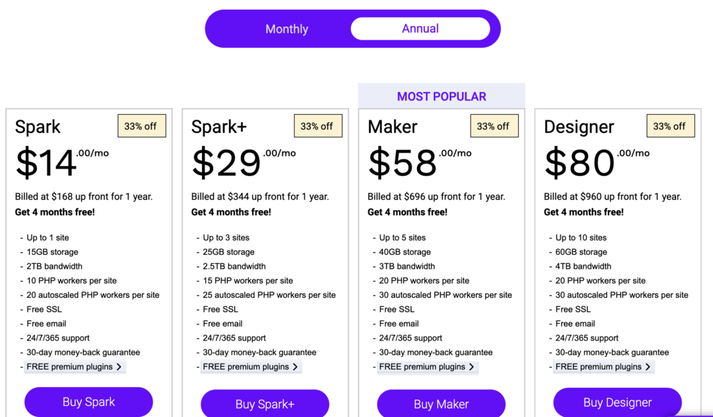 Nexcess (Liquid Web) Managed Hosting Pricing Table - Screenshot