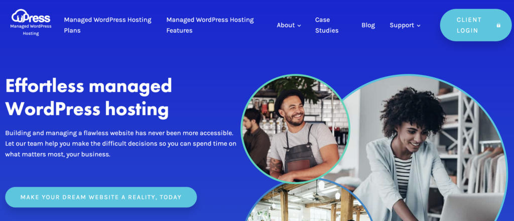 uPress Managed WordPress Hosting (Homepage Screenshot)