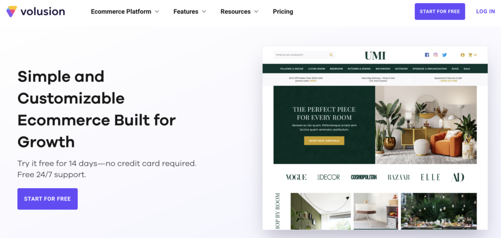 Best Ecommerce Website Builders - Volusion