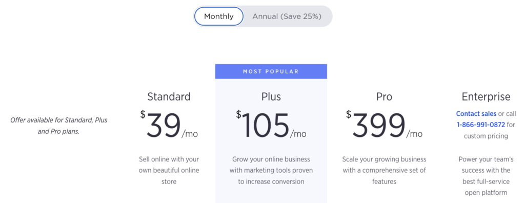 ecommerce website builders - BigCommerce Pricing