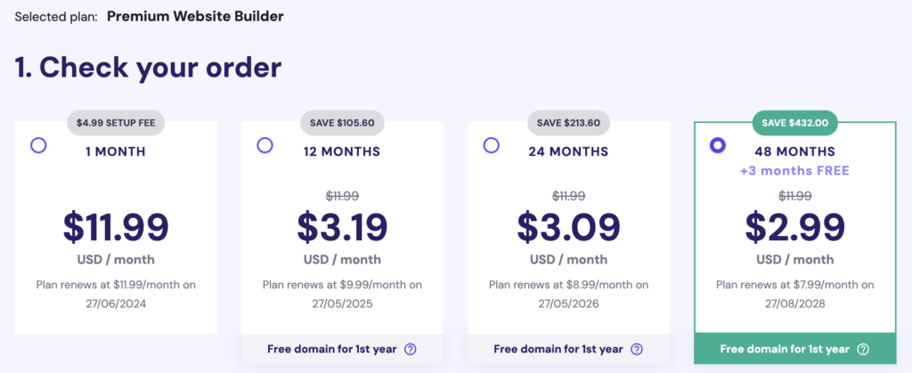 ecommerce website builders - Hostinger (previously Zyro) Long-term Pricing