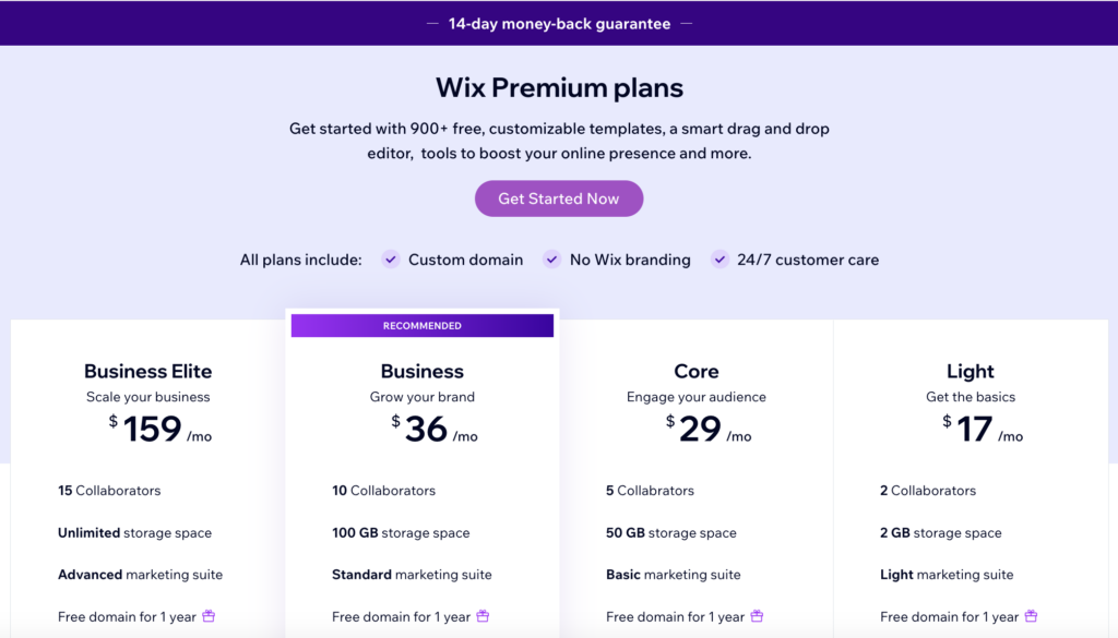 ecommerce website builders - Wix Website Builder Pricing