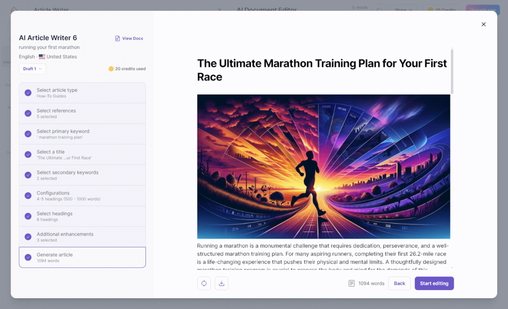 Writesonic's AI Article Writer 6.0 in action