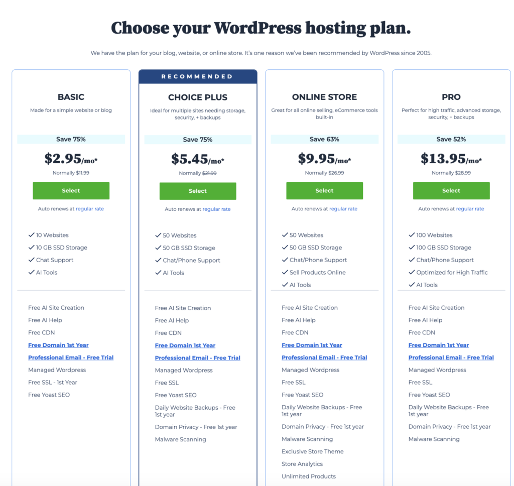 How to Get a Free Domain Name - Sign up for a Bluehost Hosting Plan and get free domain for first year