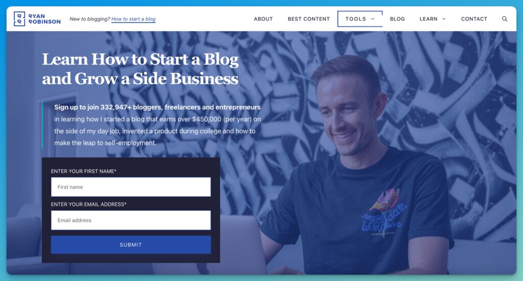 Ryan Robinson Blogger ryrob Homepage Screen Shot