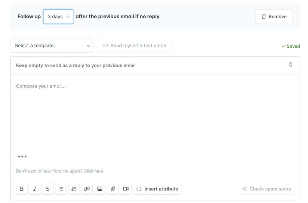 Email Follow Up Process in Hunter (Screen Shot)