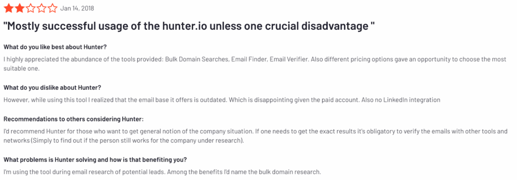 Negative Hunter Review Screen Shot (Example)